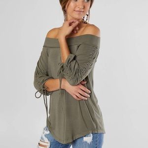 BKE Red Off The Shoulder Top